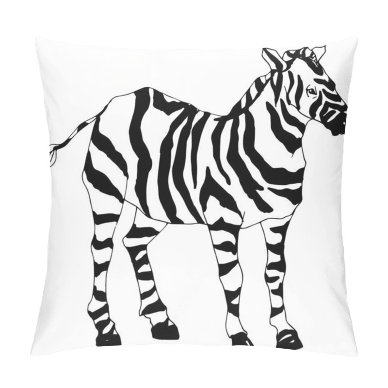 Personality  Vector Exotic Zebra Wild Animal Isolated. Black And White Engraved Ink Art. Isolated Animal Illustration Element. Pillow Covers