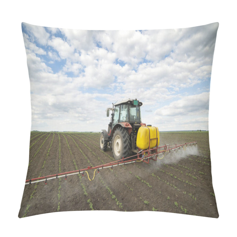 Personality  Tractor Spraying Pesticides At Soy Bean Fields Pillow Covers