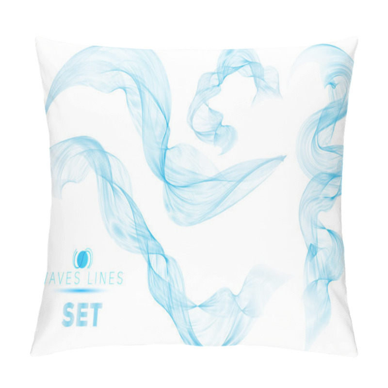 Personality  Great Set Blue Blend Massive Waves Water Abstract Background For Design Template Isolated Pillow Covers