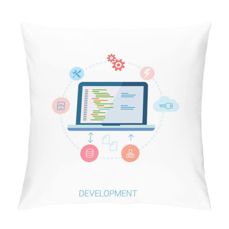 Personality  Set Of Modern Flat Design Icons For Application Development Or Software App Programming. Web, Database, Software Development. Pillow Covers