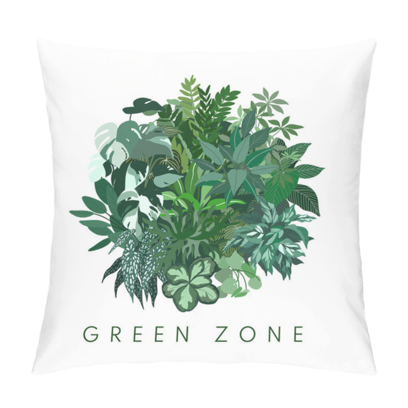 Personality  Round Concept Composition With Green Home Plants Pillow Covers