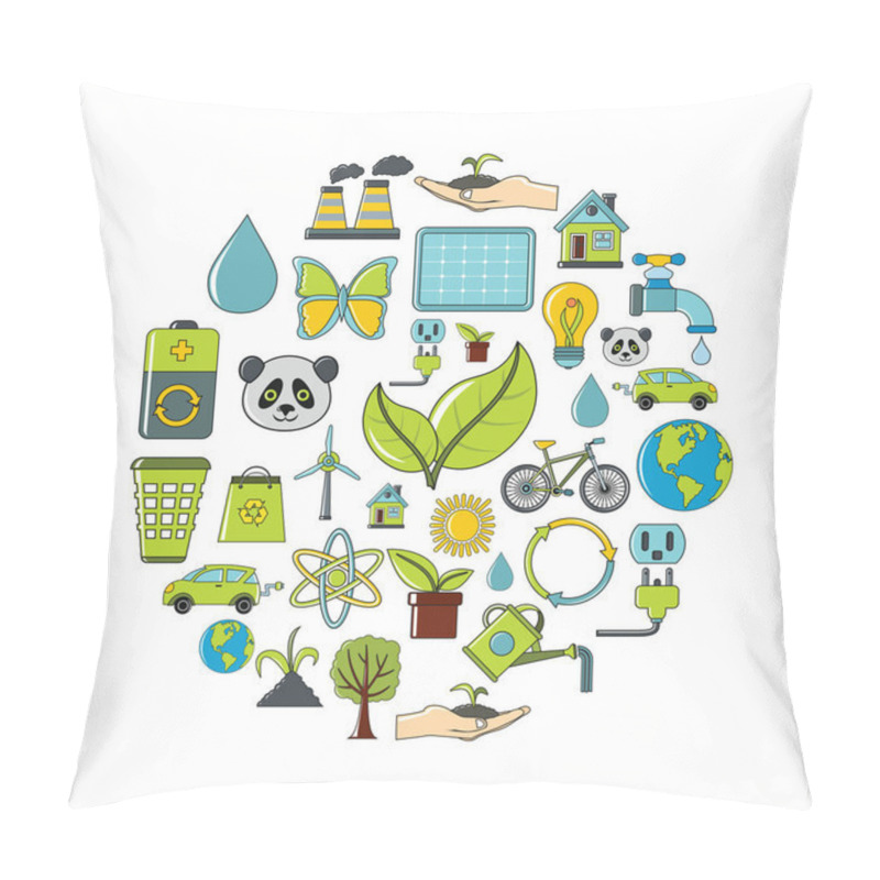 Personality  Ecology Cartoon Icons Set. Ecology Vector Illustration For Design And Web Isolated On White Background. Ecology Vector Object For Labels, Logos Pillow Covers