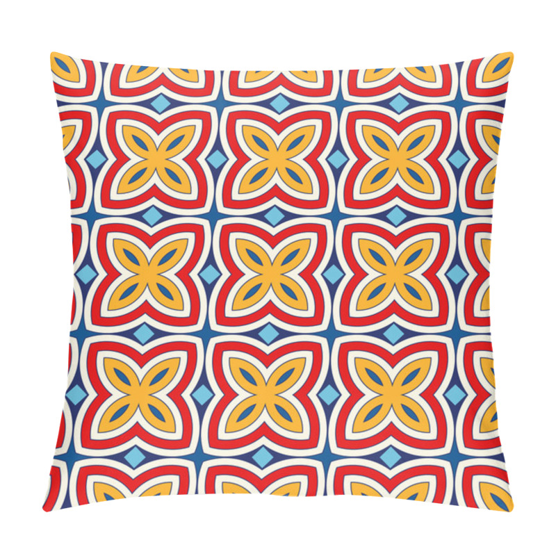 Personality  Bright Ethnic Abstract Background. Seamless Pattern With Symmetric Geometric Ornament. Pillow Covers