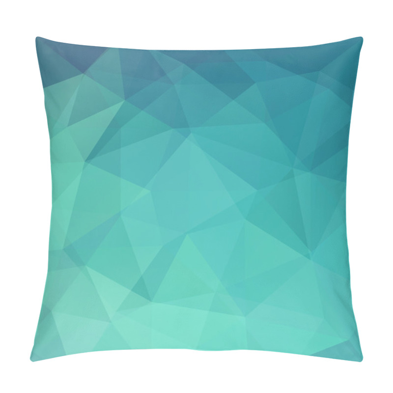 Personality  Geometric Pattern, Polygon Triangles Vector Background In Green And Blue Tones. Illustration Pattern Pillow Covers