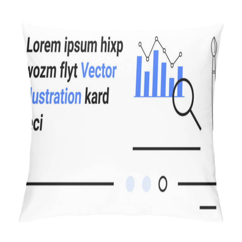 Personality  Text Elements, Data Analysis Bars, Magnifying Glass, Paintbrush, Interactive Dots, And Lines. Ideal For Creative Design, Data Visualization, User Interface, Tech, Graphic Design, Web Design Pillow Covers