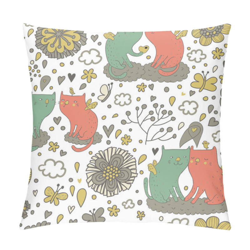 Personality  Gentle Cats On Clouds In The Sky. Pillow Covers