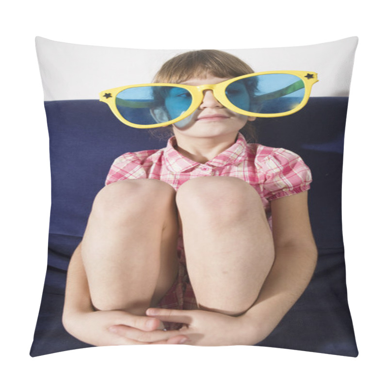 Personality  Little Girl, Wearing Funny Sunglasses, Pillow Covers