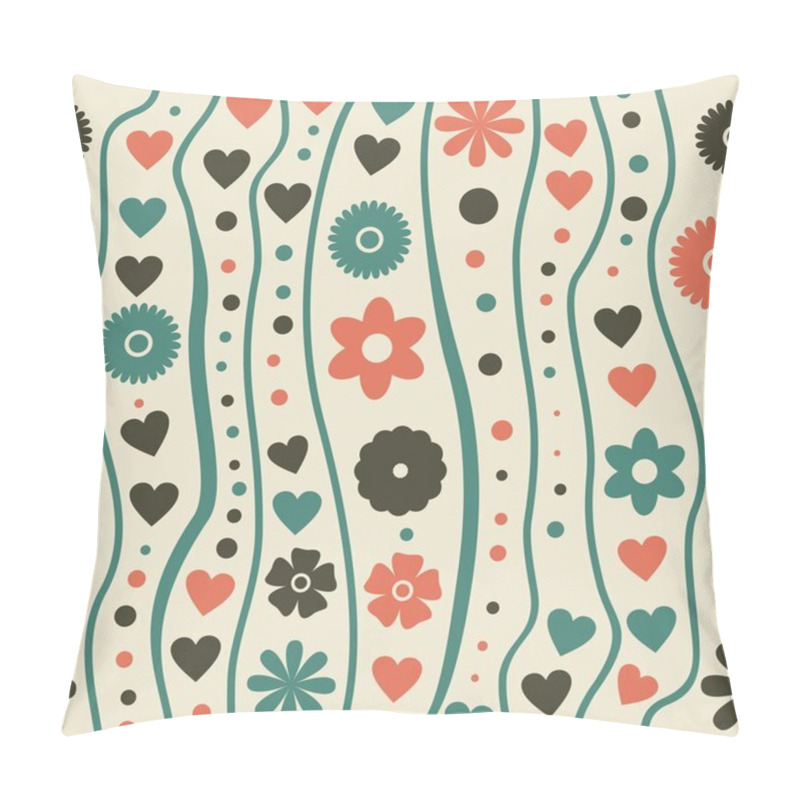 Personality  Seamless Pattern With Retro Funky Doodle Flowers Pillow Covers