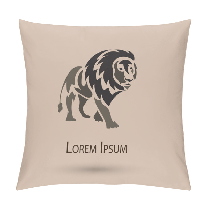 Personality  Vector Stylized Lion Icon, Vector Outline - Elegant Big Cat Design Pillow Covers