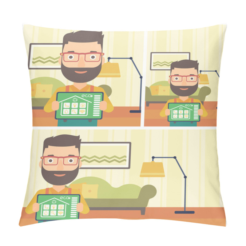 Personality  Smart Home Automation Vector Illustration. Pillow Covers