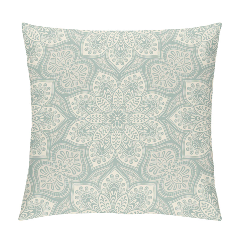 Personality  Mandala Geometric Pattern, Blue And Beige Pillow Covers