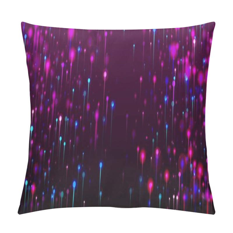 Personality  Purple Pink Blue Abstract Wallpaper. Big Data Artificial Intelligence Ethernet Futuristic Background. Network Scientific Banner. Neon Light Glow Elements. Fiber Optics Social Science Light Pins. Pillow Covers