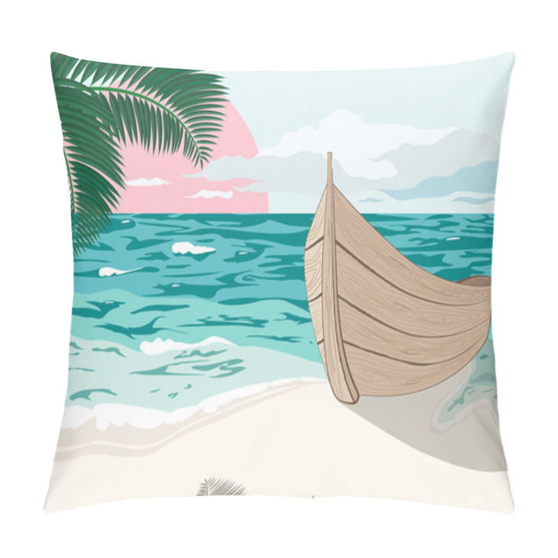 Personality  The Boat Is On The Sea Shore At Summer Pillow Covers