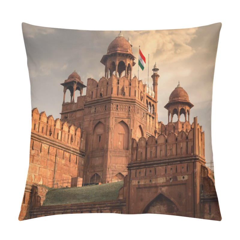 Personality  Red Fort Delhi At Sunset - A Red Sandstone Architectural Fort City And A UNESCO World Heritage Site Pillow Covers