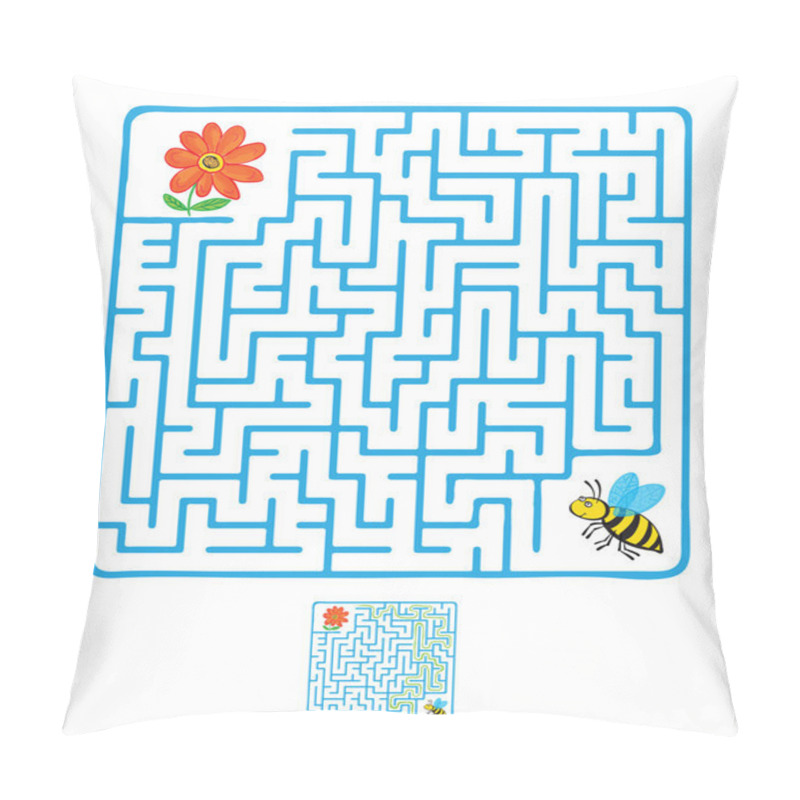 Personality  Vector Maze, Labyrinth With Flying Bee And Flower Pillow Covers