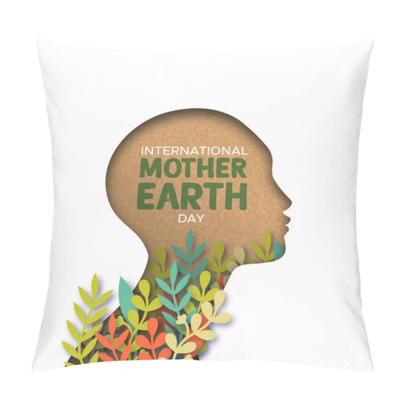 Personality  Earth Day Card Of Papercut Woman Head With Leaves Pillow Covers