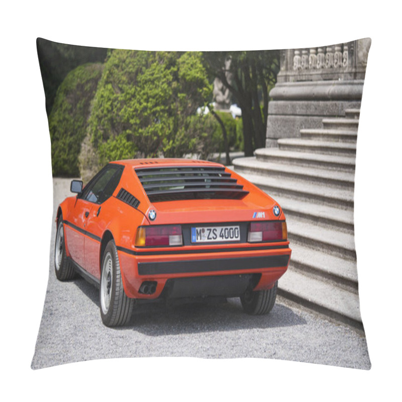 Personality  Como, Italy - May 22, 2022: Close Up Illustrative Editorial Image Of A BMW M1 Car, Produced From 1978 To 1981 In 453 Copies. Pillow Covers