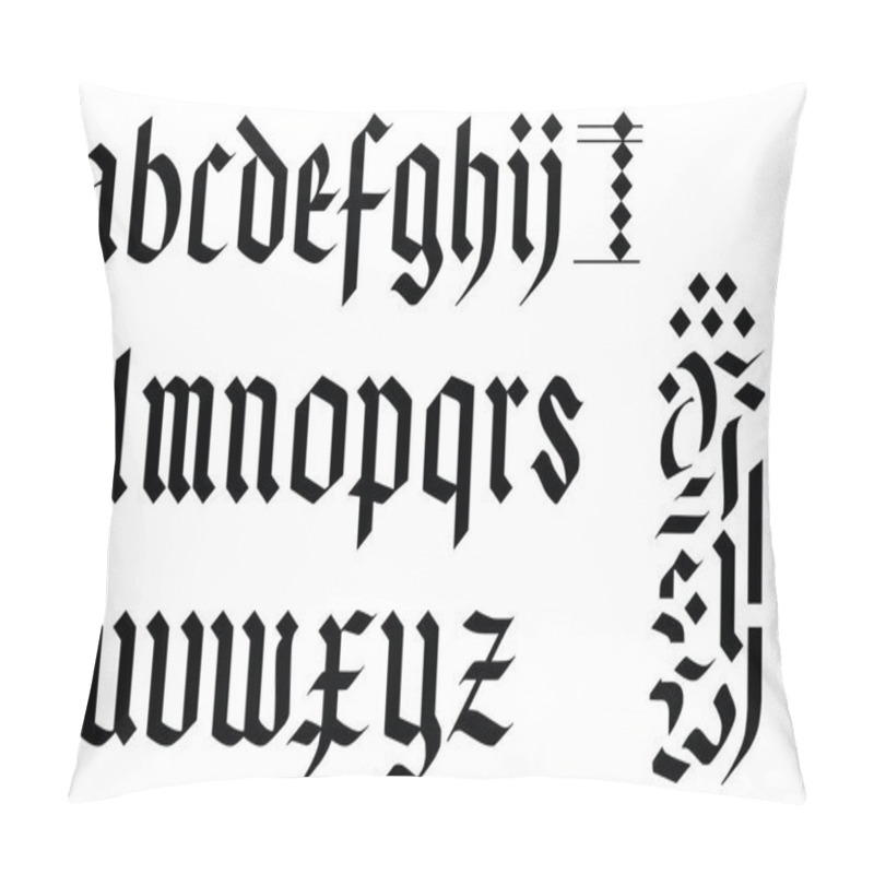 Personality  Gothic Font Alphabet - Old Handwriting Abc Vector Letters Pillow Covers