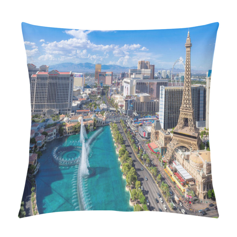 Personality  Aerial View Of Las Vegas Strip Skyline As Seen At Sunny Day In Las Vegas, Nevada.  Pillow Covers