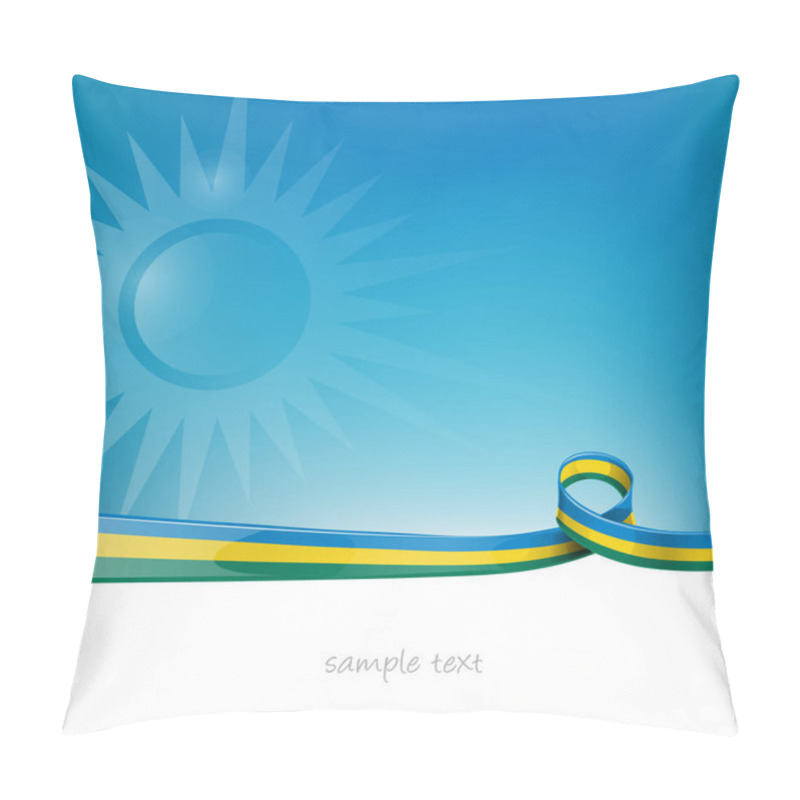 Personality  Rwanda Ribbon Flag On Blue Sky Background Pillow Covers