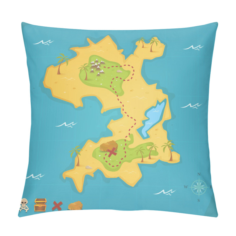 Personality  Treasure Island And Pirate Map Pillow Covers