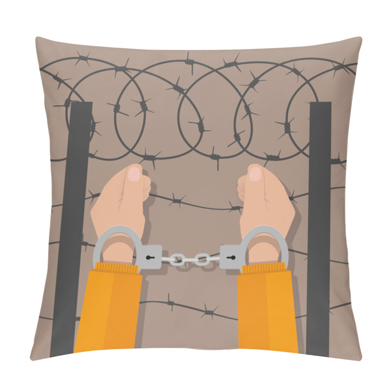 Personality  Handcuffs On Hands. Flat Style Pillow Covers