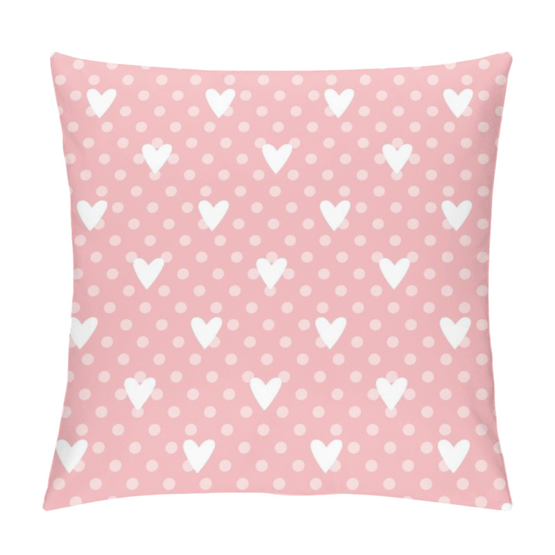 Personality  Pink Vector Background With Hearts And Polka Dots. Cute Seamless Pattern For Valentines Desktop Wallpaper Or Lovely Website Design. Pillow Covers