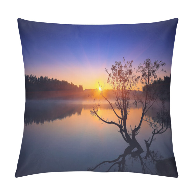 Personality  Lonely Tree Growing In A Pond At Sunrise Pillow Covers