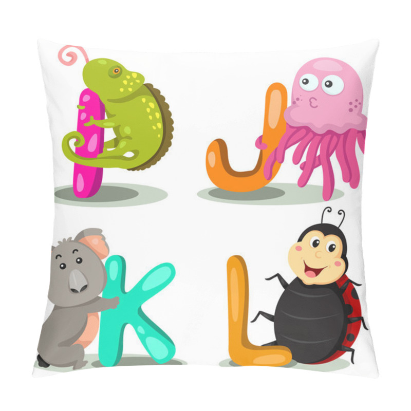 Personality  Illustrator Alphabet Animal LETTER - I,j,k,l Pillow Covers