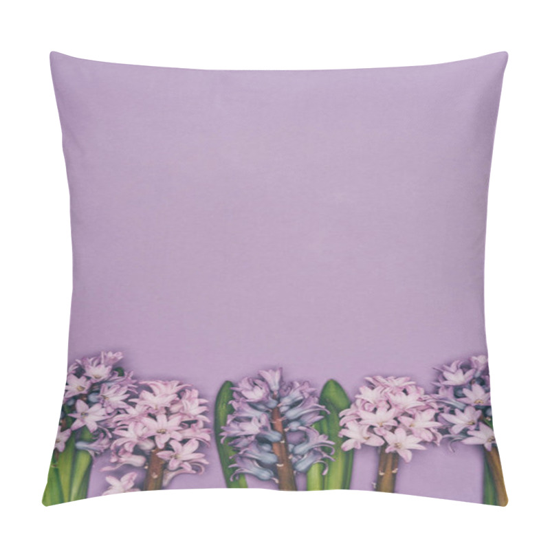 Personality  Top View Of Arranged Hyacinth Flowers Isolated On Purple  Pillow Covers