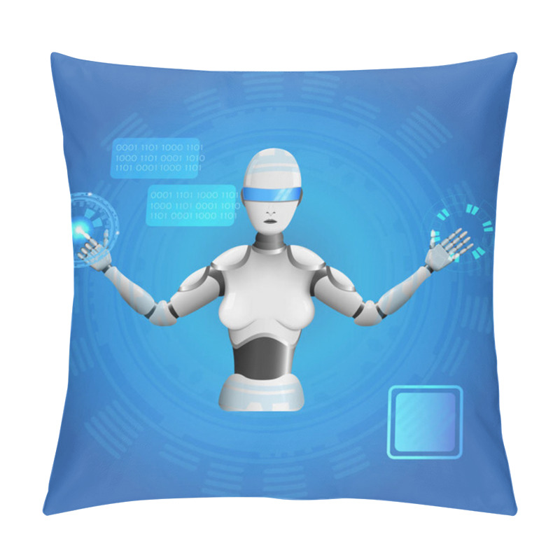 Personality  Vector Illustration Of The Robot. Pillow Covers