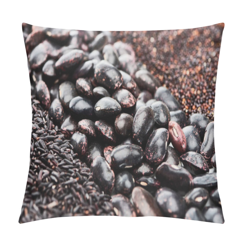 Personality  Close Up View Of Black Beans Between Quinoa And Rice Pillow Covers