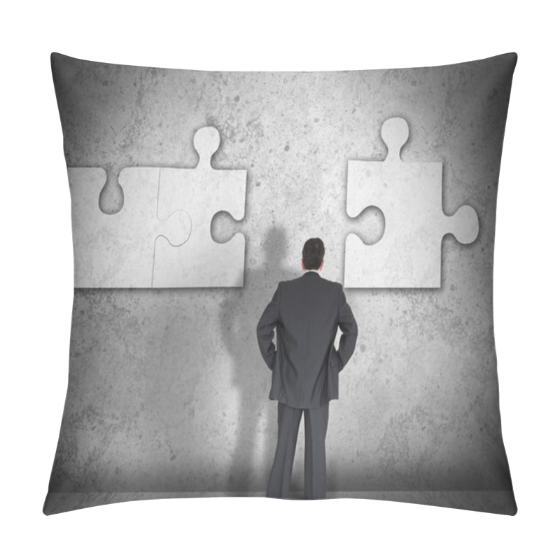 Personality  Businessman Figuring Out Puzzle Pieces Pillow Covers