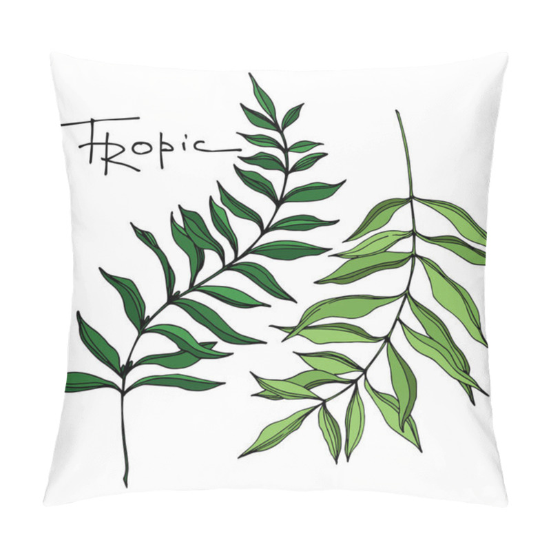 Personality  Vector Palm Beach Tree Leaves Jungle Botanical. Black And White Engraved Ink Art. Isolated Leaf Illustration Element. Pillow Covers