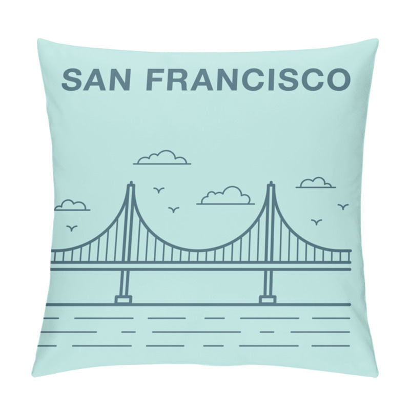 Personality  San Francisco Golden Gate Bridge Illustration Made In Line Art S Pillow Covers