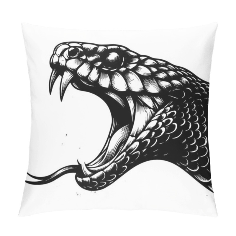 Personality  Black Mamba Snake Hand Drawn Vector Graphic Asset Pillow Covers