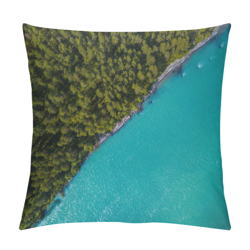 Personality  Aerial View Of The Coast Covered With Pine Tree Forest Of Rapid River Of Katun, Altai Republic, Russia Pillow Covers