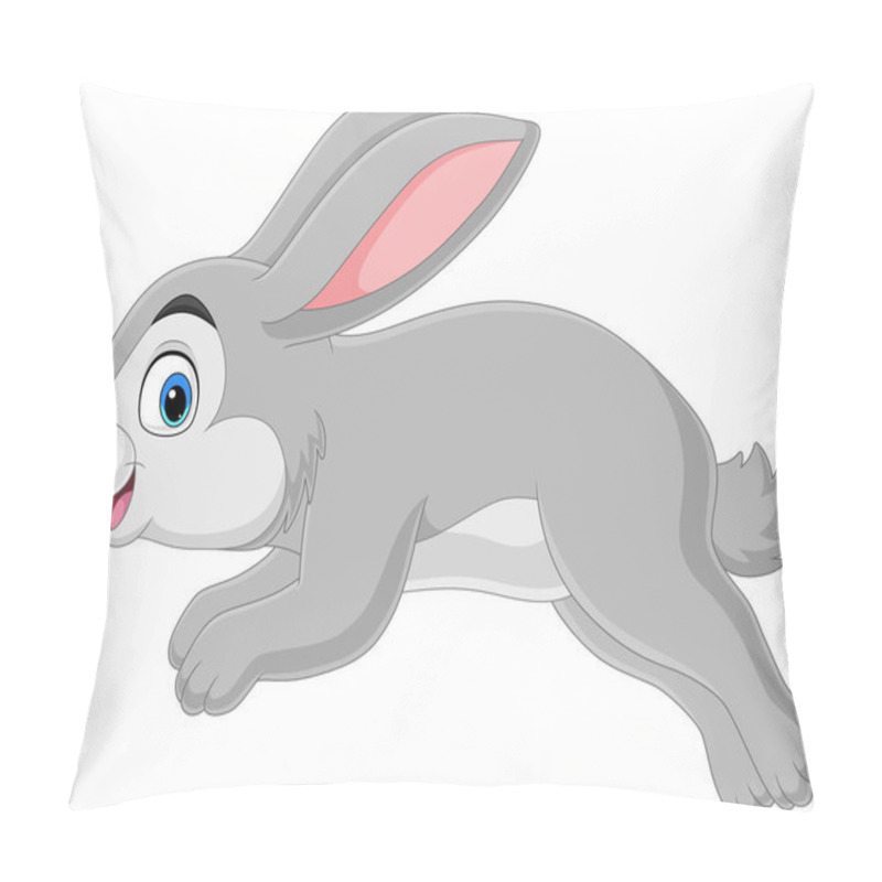 Personality  Vector Illustration Of Cartoon Funny Rabbit Running On White Background Pillow Covers