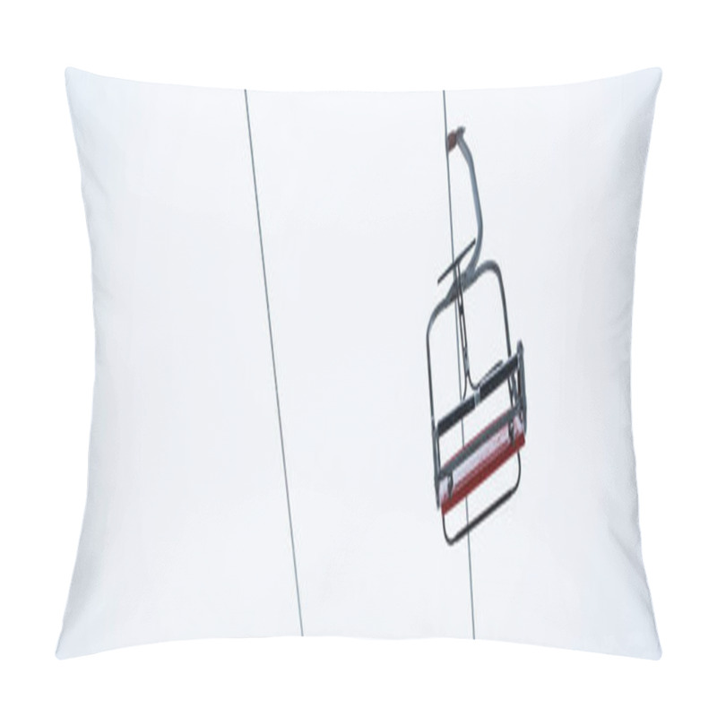 Personality  Seat Of Gondola Lift Against Pure White Sky Background, Panoramic Shot Pillow Covers