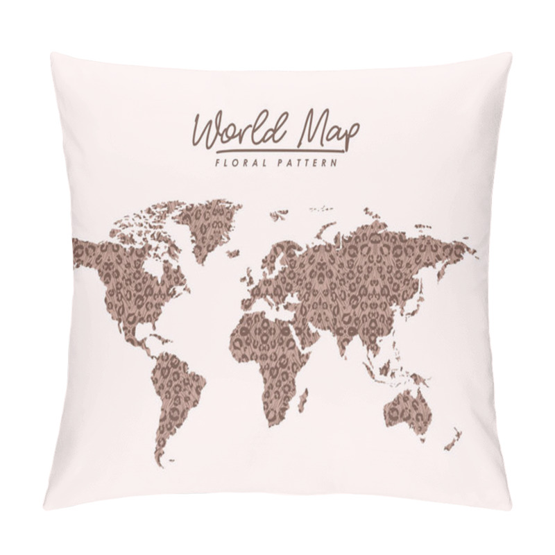 Personality  World Map Floral Pattern Stains On Light Pink Background Pillow Covers