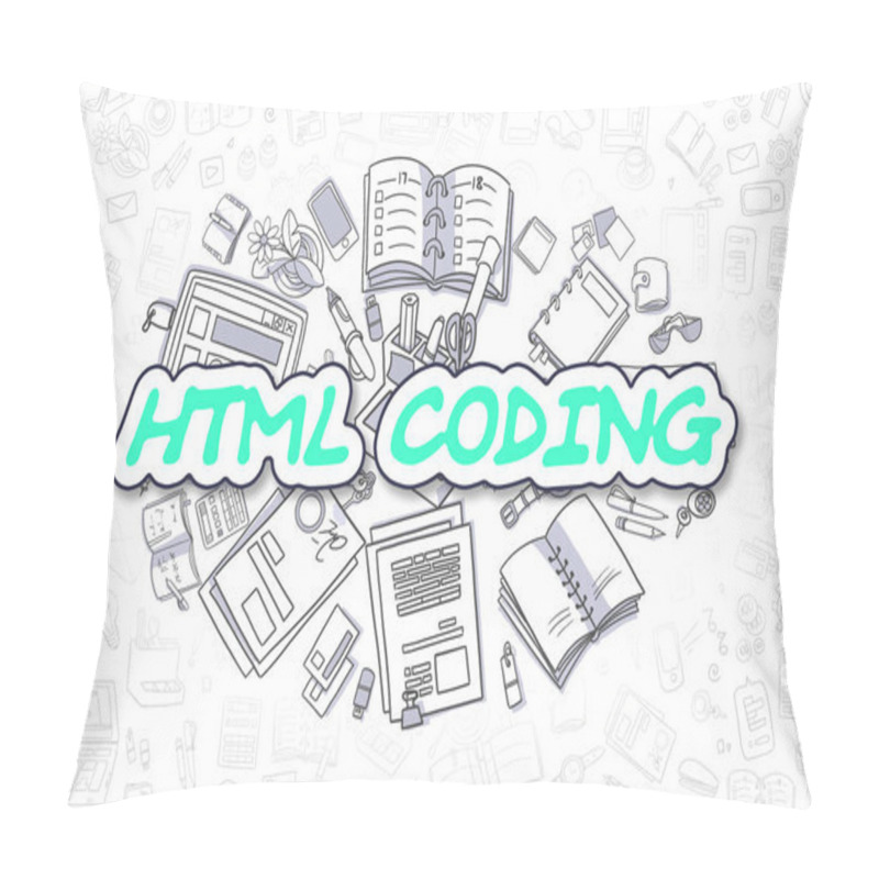 Personality  HTML Coding - Cartoon Green Word. Business Concept. Pillow Covers