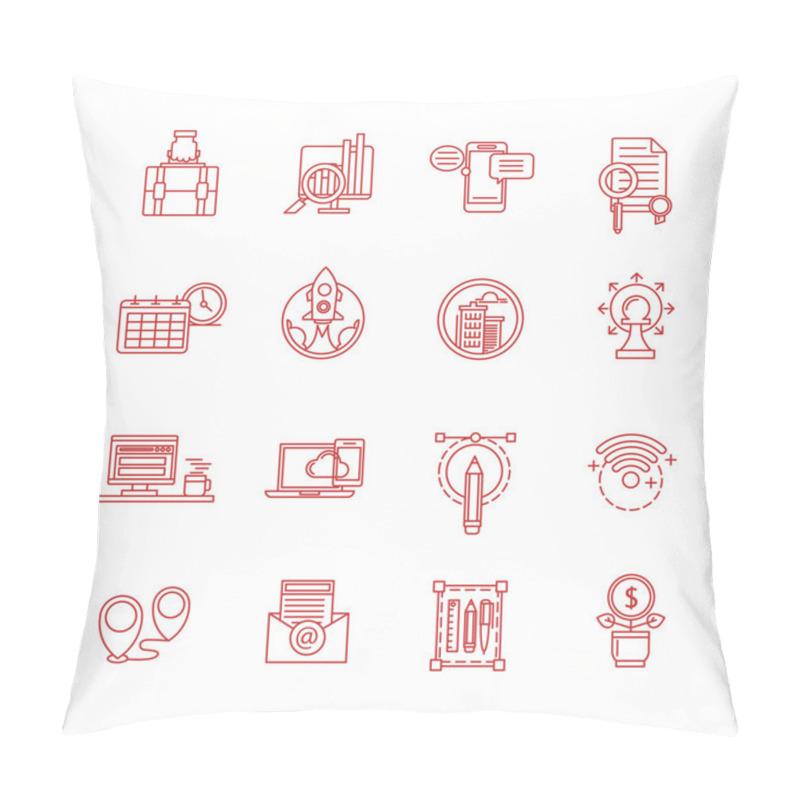 Personality  Modern Thin Line Icons Set For Business Pillow Covers