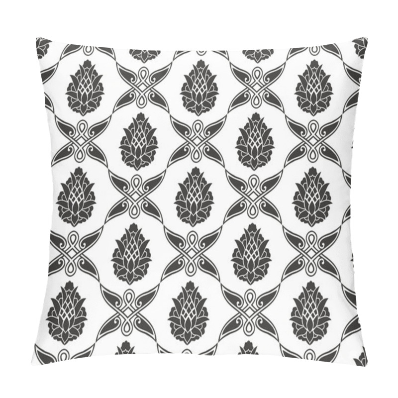 Personality  Seamless Damask Floral Black-and-white Vector Texture Pillow Covers