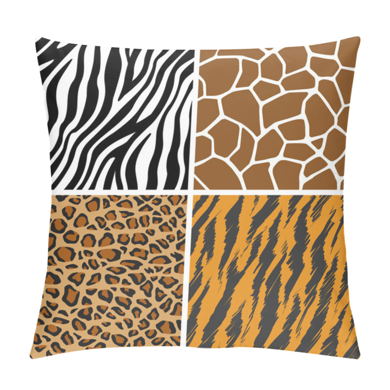 Personality  Animal Set - Giraffe, Leopard, Tiger, Zebra Seamless Pattern Pillow Covers