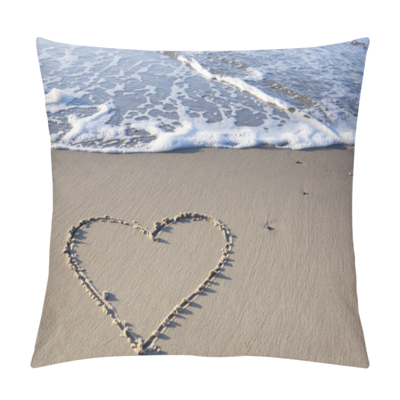 Personality  Heart In Sand At Beach Pillow Covers