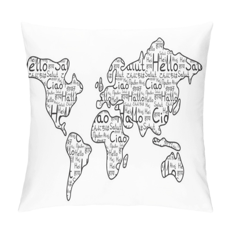 Personality  World Map On The White Background Black Hello Pattern Pillow Covers