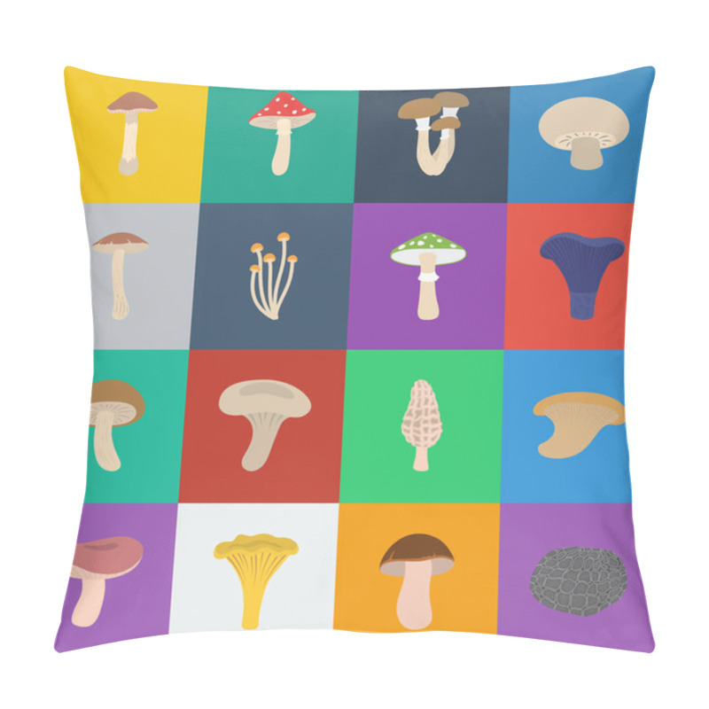 Personality  Poisonous And Edible Mushroom Cartoon Icons In Set Collection For Design. Different Types Of Mushrooms Vector Symbol Stock Web Illustration. Pillow Covers