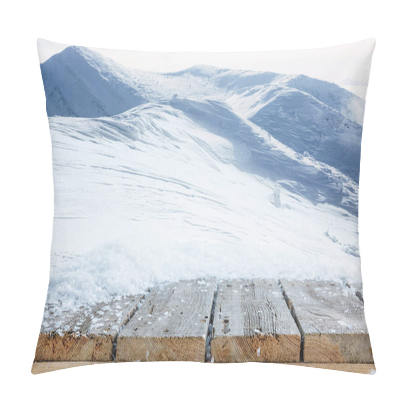 Personality  Striped Brown Wooden Path And Beautiful Winter Mountains Pillow Covers