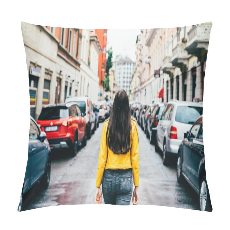 Personality  Woman Walking Outdoor City Pillow Covers