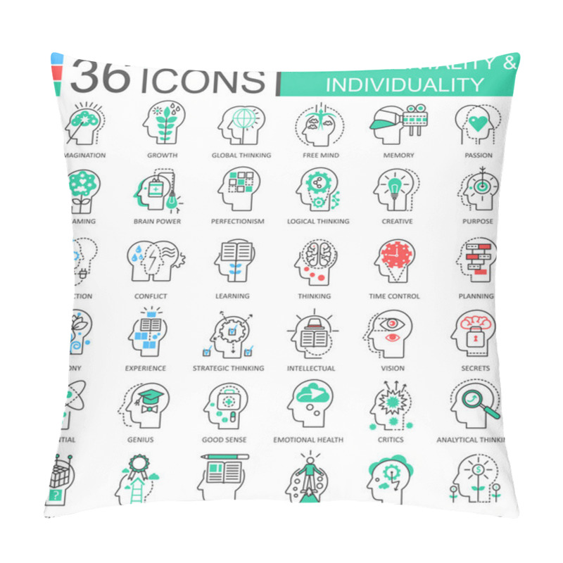 Personality  Vector Human Mentality Individuality Flat Line Outline Icons For Apps And Web Design. Human Mentality Icon. Pillow Covers